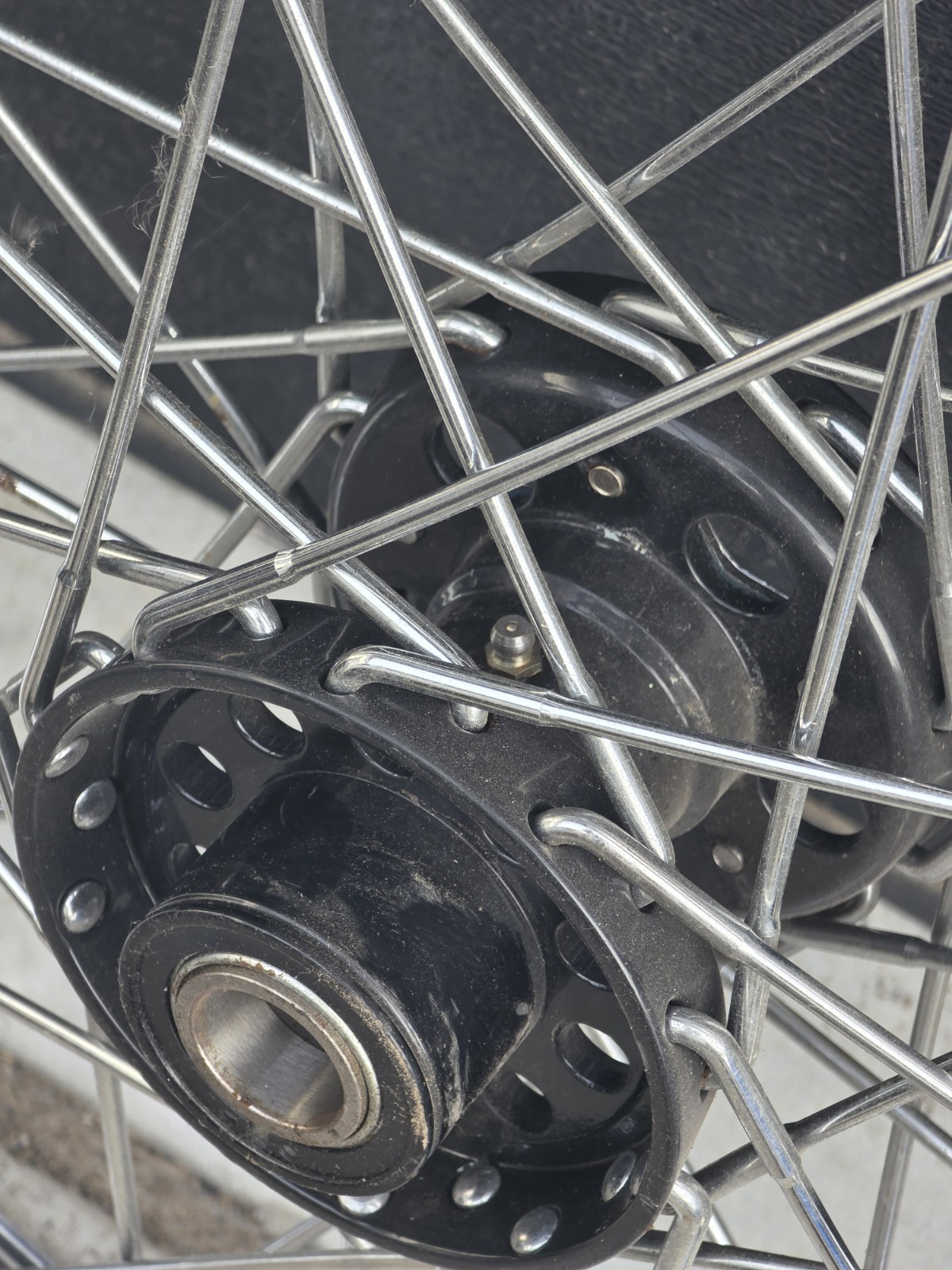 Star Hub Chrome Harley 23″ Front Spoke Black Hub Wheel Panhead