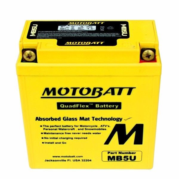 MotoBatt MB5U Battery – 12V 7AH 90 CCA Sealed AGM w/1 Year Warranty