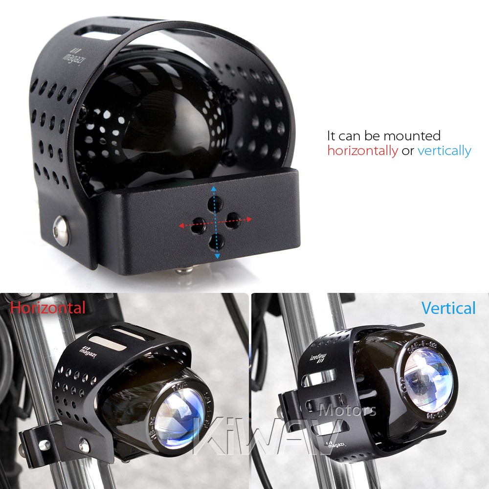 round fog light black metal die-cast aluminum housing x1 fits Triumph Buell BSA