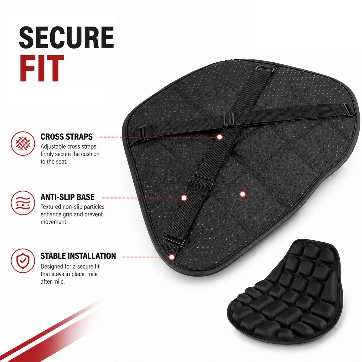 Motorcycle Gel Seat Cushion Comfort Pillow Cover Pressure Relief Universal Pad