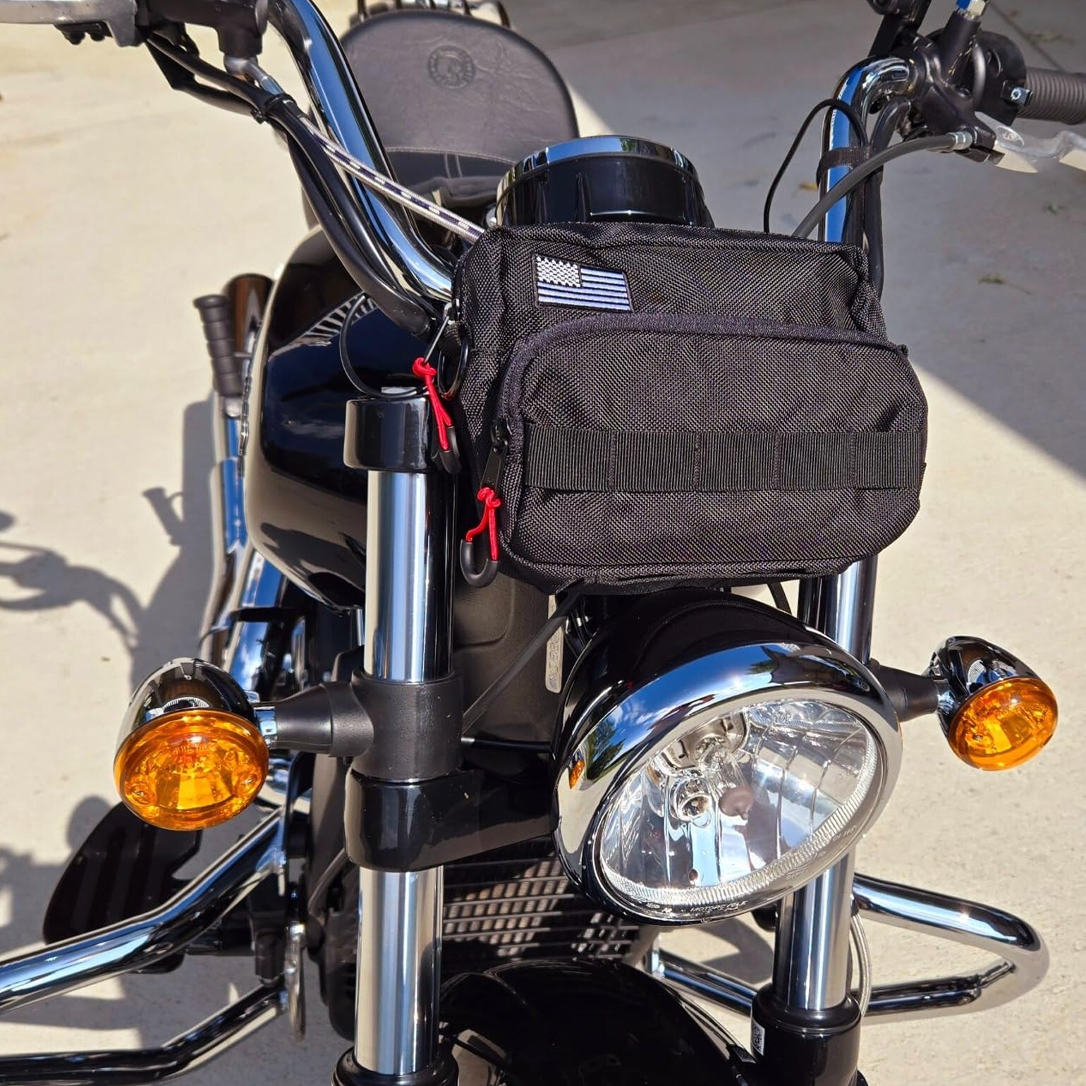KEMIMOTO Universal Motorcycle Handlebar Bag Sissy Bar Bag Storage Fork Bag Black