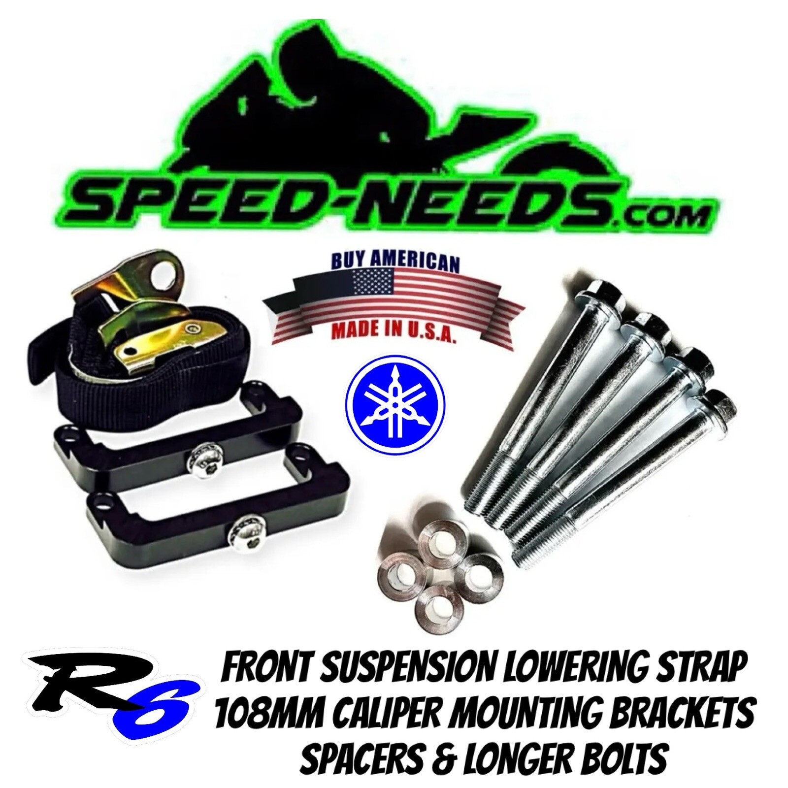 YAMAHA R6 YZFR6 FRONT LOWERING STRAP CALIPER BRACKETS SPACERS & LONGER BOLTS