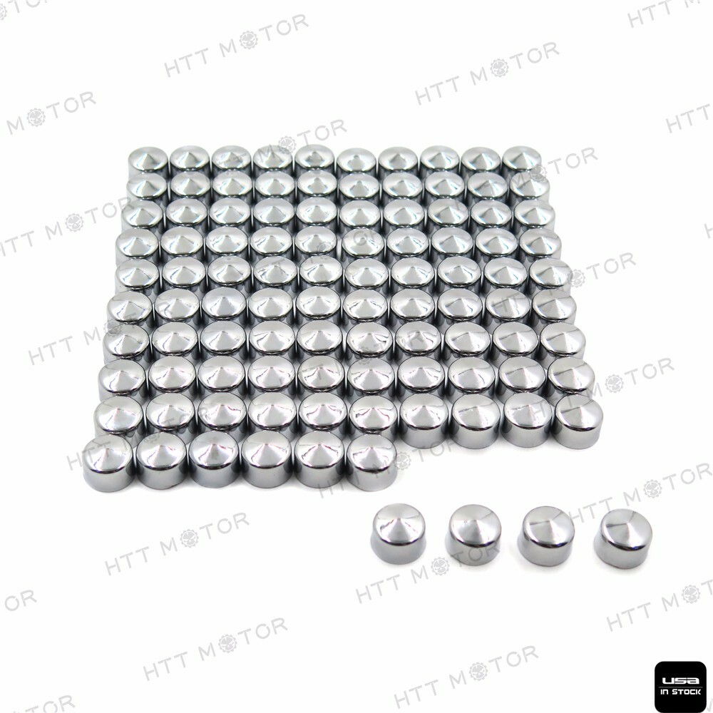 100 Piece Chrome 1/4″ Allen Socket Bolt Cap Dress Kit For Harley Misc Hardware