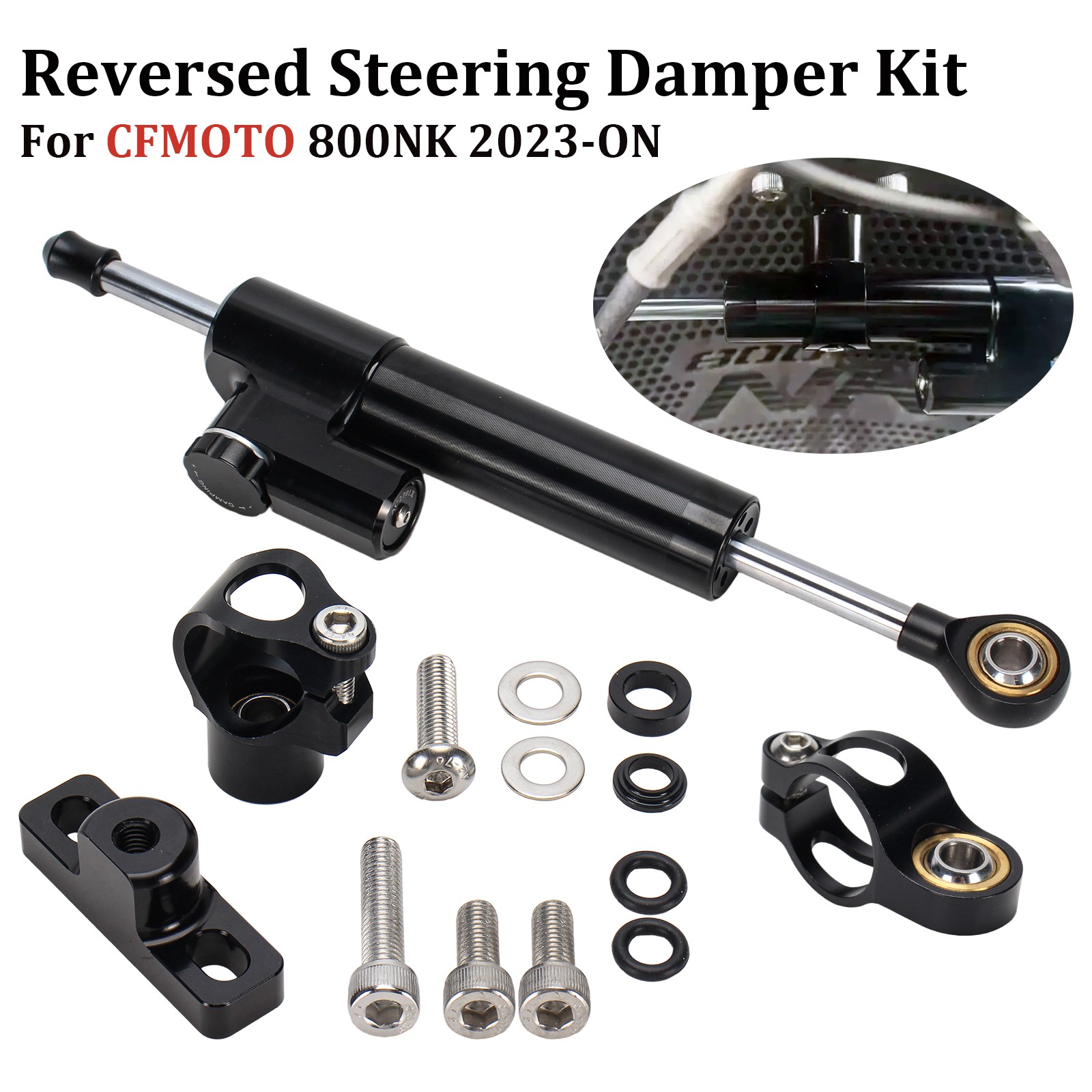 Reversed Steering Damper Stabilizer W/Bracket Kit For CFMOTO 800NK 2023-ON
