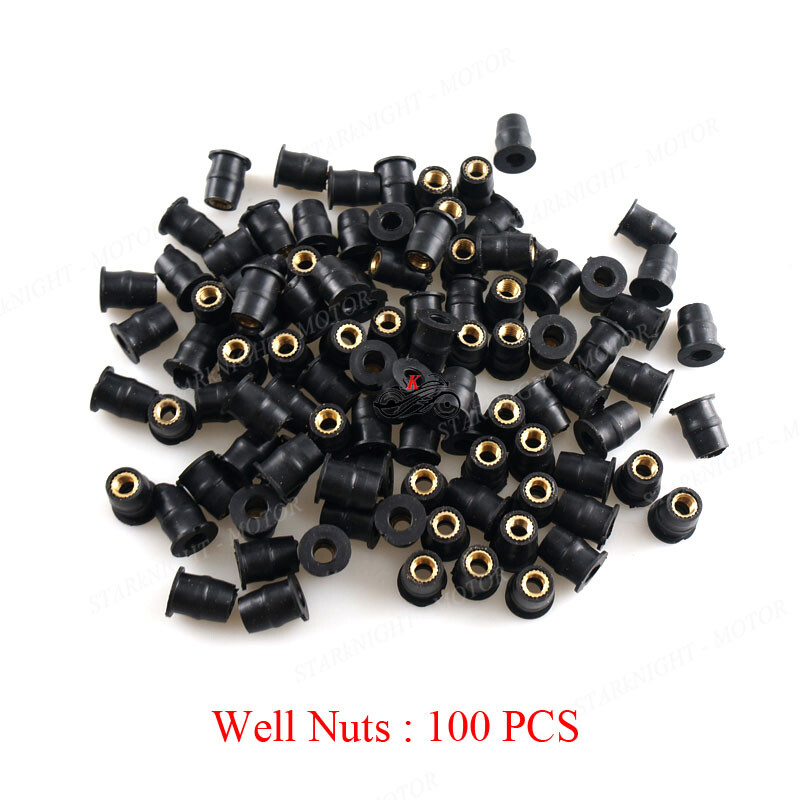 Motorcycle M5 5mm Universal Metric Rubber Well Nuts for Windscreen Fairing Cowl