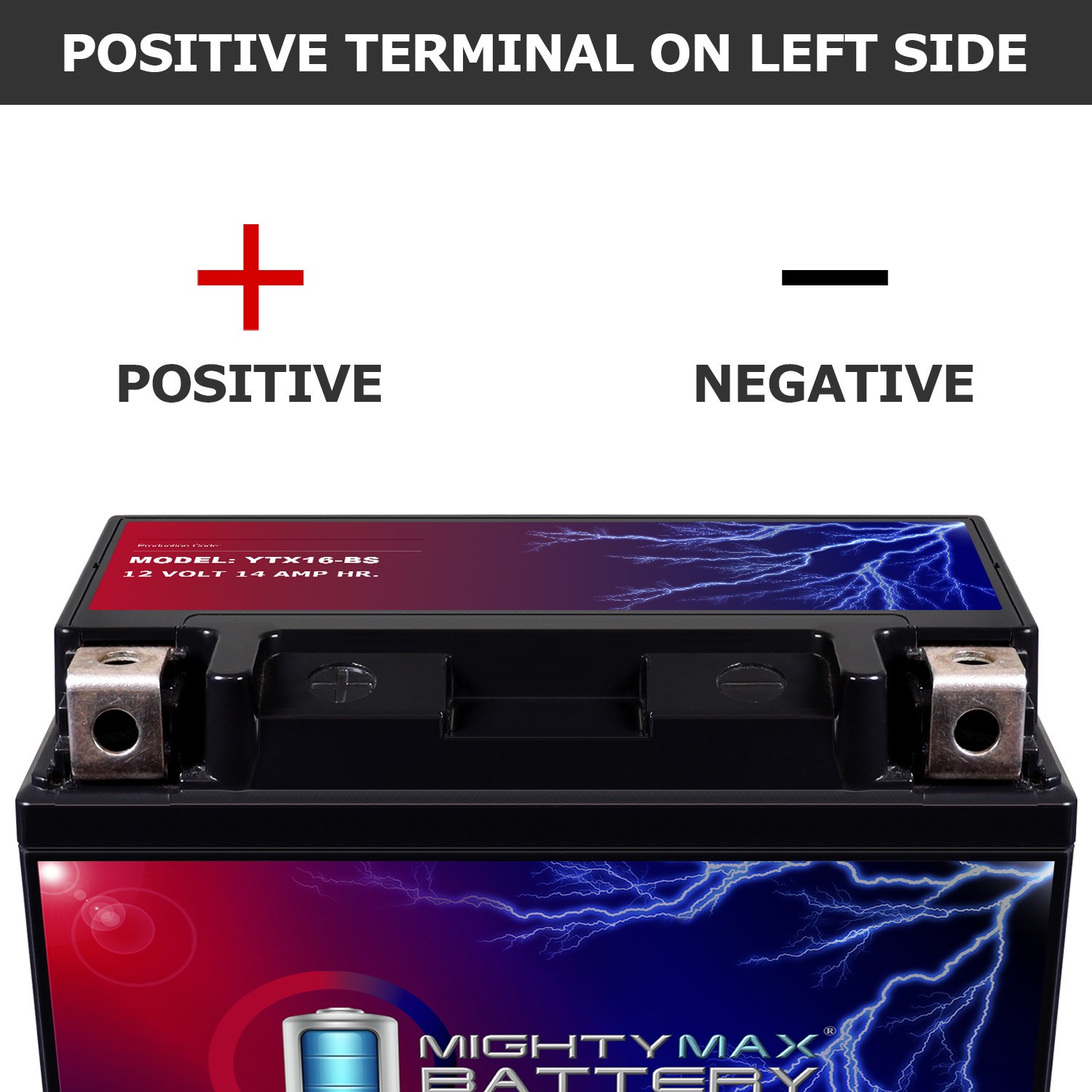 Mighty Max YTX16-BS -12 Volt 14 AH, 230 CCA, Rechargeable Maintenance Free SLA A