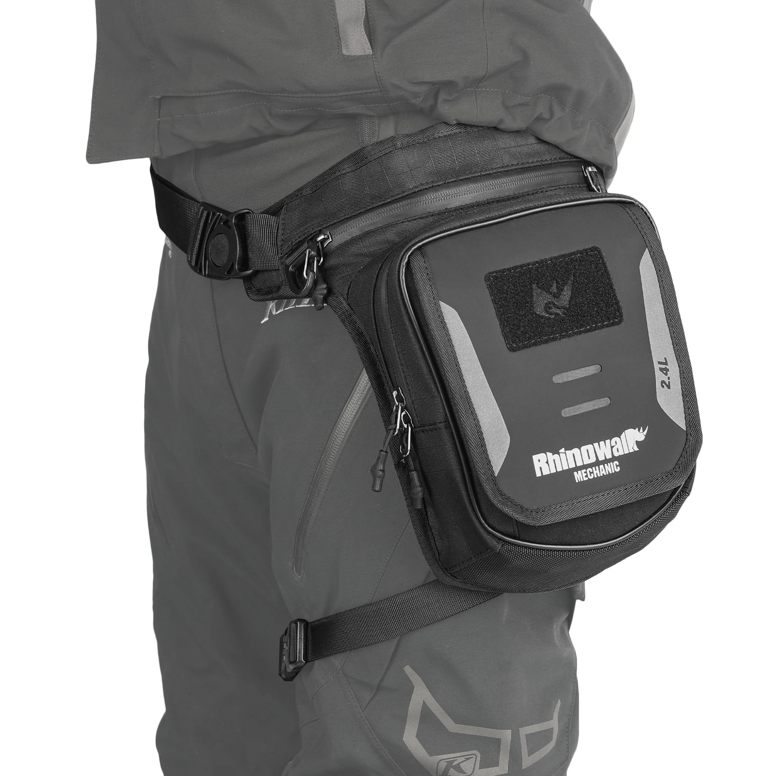 Rhinowalk Motorcycle Tank Bag 2.4L, Strap-On Leg Waist 2.4 liters, Black