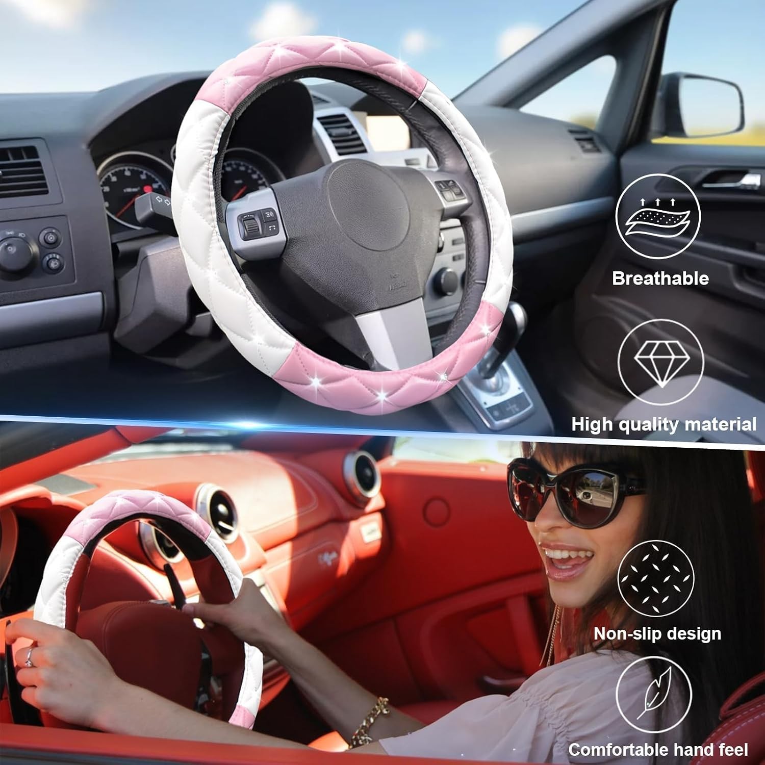 Steering Wheel Cover Pink Car Interior