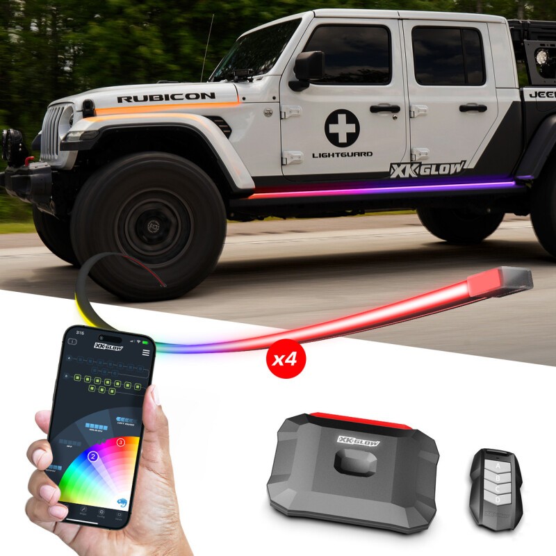 XKGLOW MX-BG-JP-ADV RGB LED Strip for 2007–2018 Wrangler JK/2020–2025 Gladiator