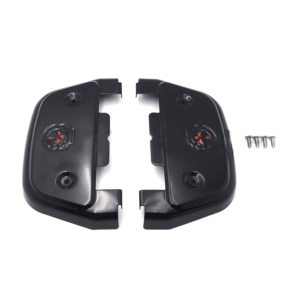 Black skull Passenger Footrest Footboard Cover Kit For Harley Touring Softail