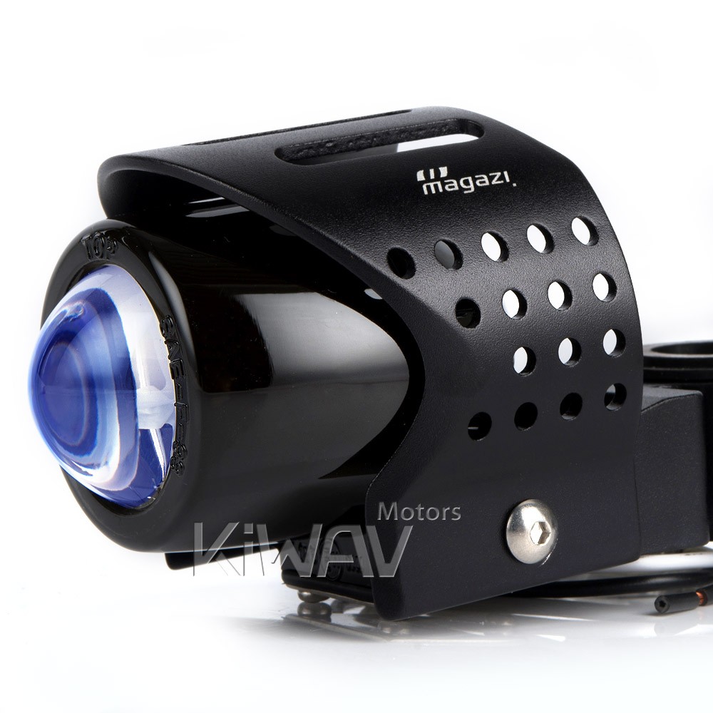 round fog light black metal die-cast aluminum housing x1 fits Triumph Buell BSA