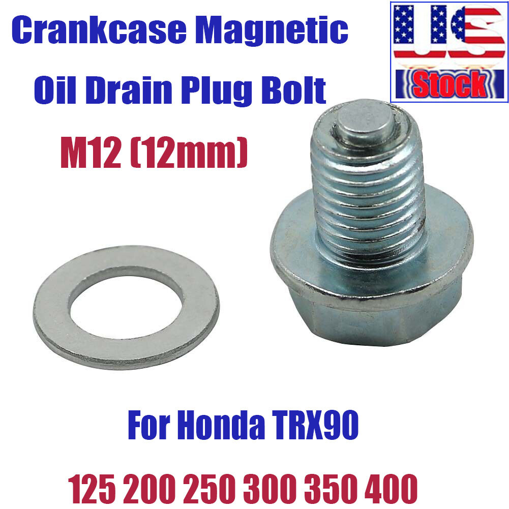 For Honda TRX90 125 200 250 300 350 400 Crankcase Magnetic Oil Drain Plug Bolt
