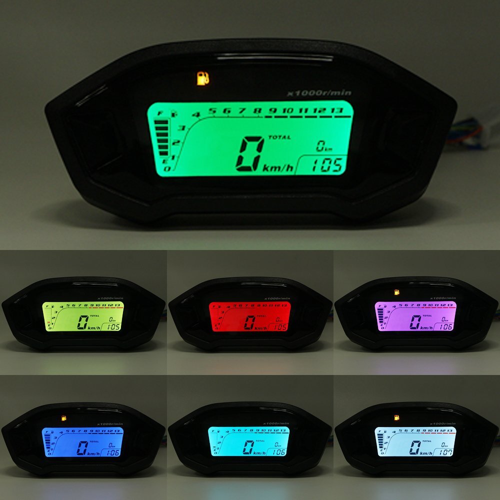 Fit for 12V Universal Motorcycle Speedometer Odometer Tachometer LCD Digit Gauge