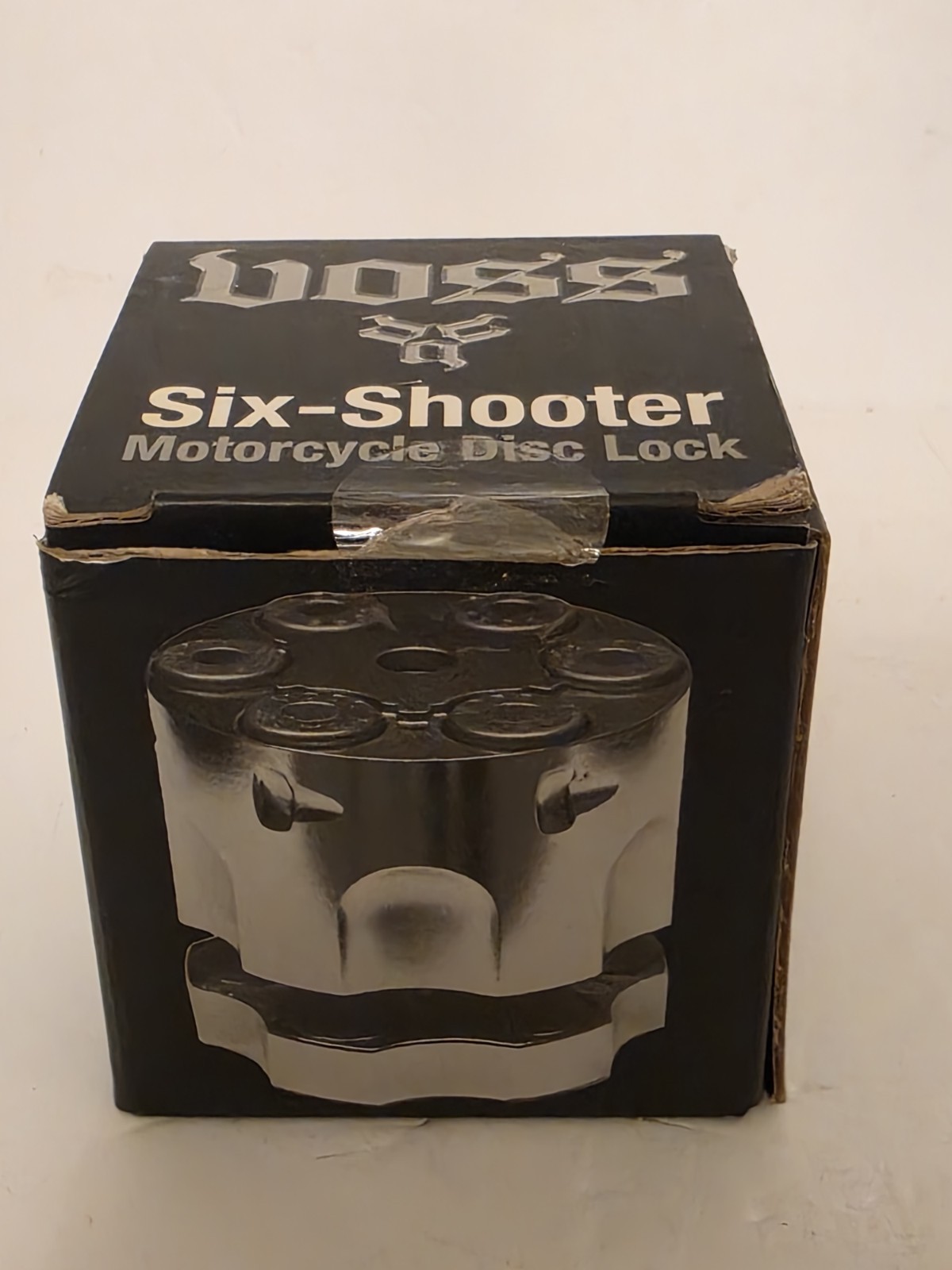 Original Voss 6 Shooter Motorcycle Disc Lock in Chrome .45 8mm Pin 07-100 NOS