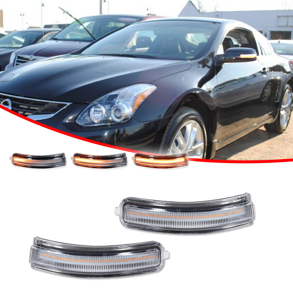 Clear Sequential Amber LED Side Mirror Signal Lights For 2007-2013 Nissan Altima