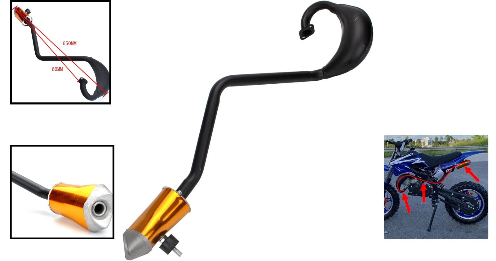 Durable Steel Exhaust Pipe Muffler for 47/49/50cc Mini Dirt Bikes Off-Road