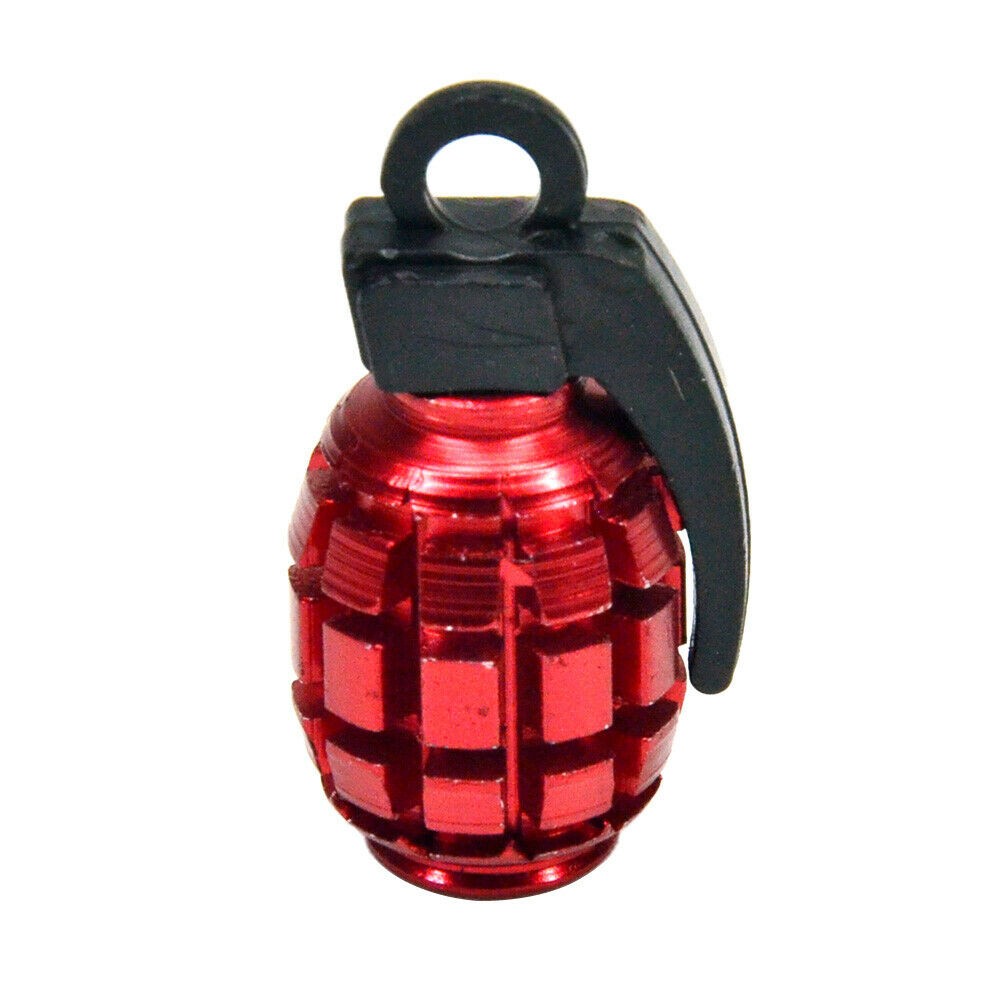 4x Red Grenade Car Tire Valve Stem Tyre Caps Covers Truck/Van/Motorcycle/Bike