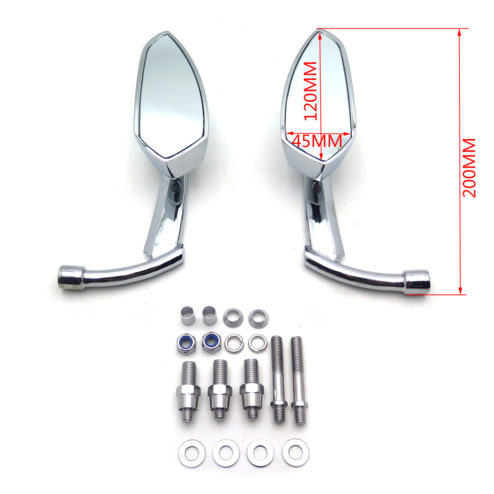 Chromed Blade Mirrors For Kawasaki Vulcan Honda Rebel Shadow Yamaha R1 R6 Cruise