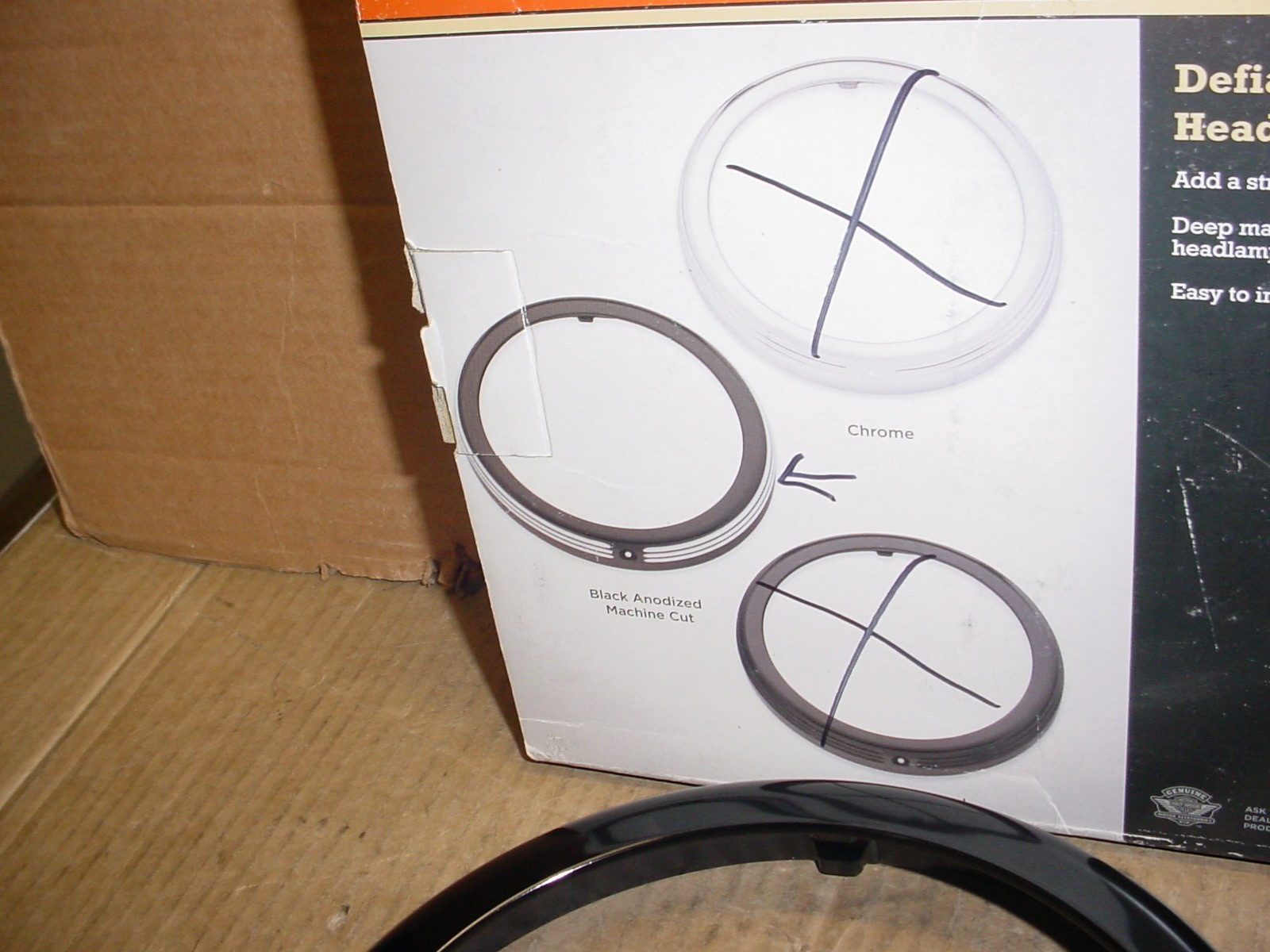 Harley Davidson 7 in. Defiance Headlamp Trim Ring Black Machine Cut 61400349