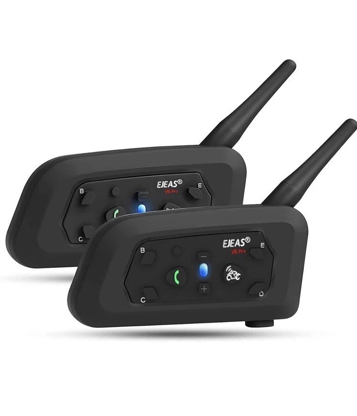EJEAS V6 Pro+ Motorcycle Bluetooth Intercom 2-Pack 6 Rider 800M IP67 2026 USB-C