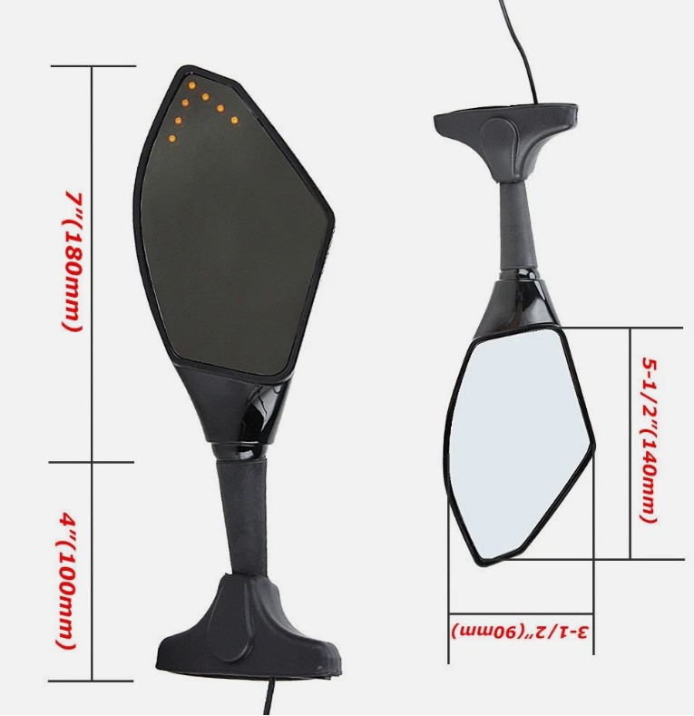 Dual-Light Rearview Mirror Universal Motorcycle Custom Modification Accessories