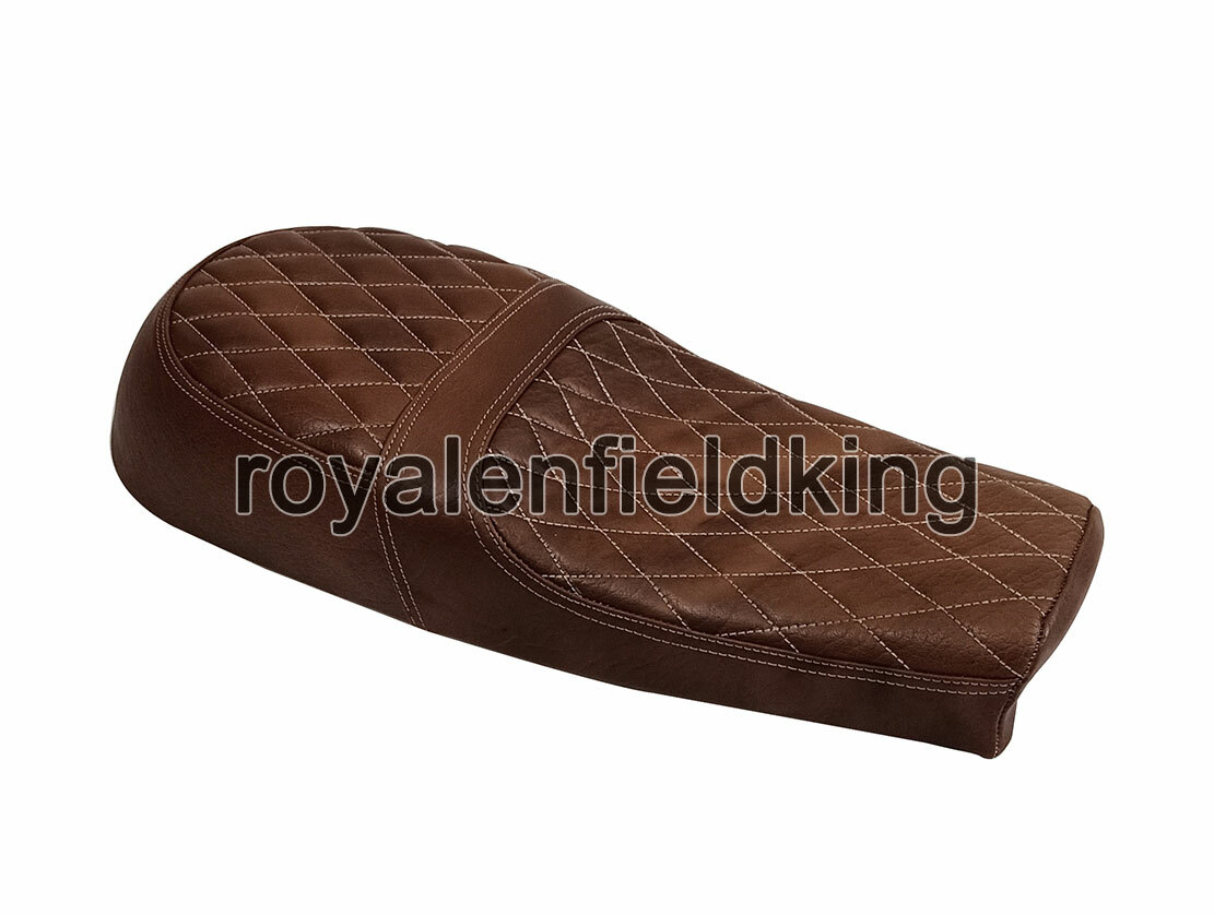 Fit For Royal Enfield GT & Interceptor 650 Customized Dual Leather Seat Brown D4