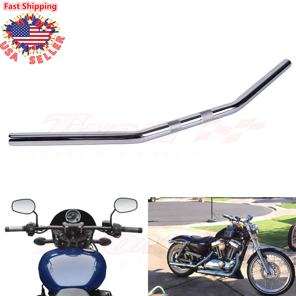 Chrome 1″ Drag Bar Handlebars Pullback For Harley Sportster XL883 XL1200 Bobber