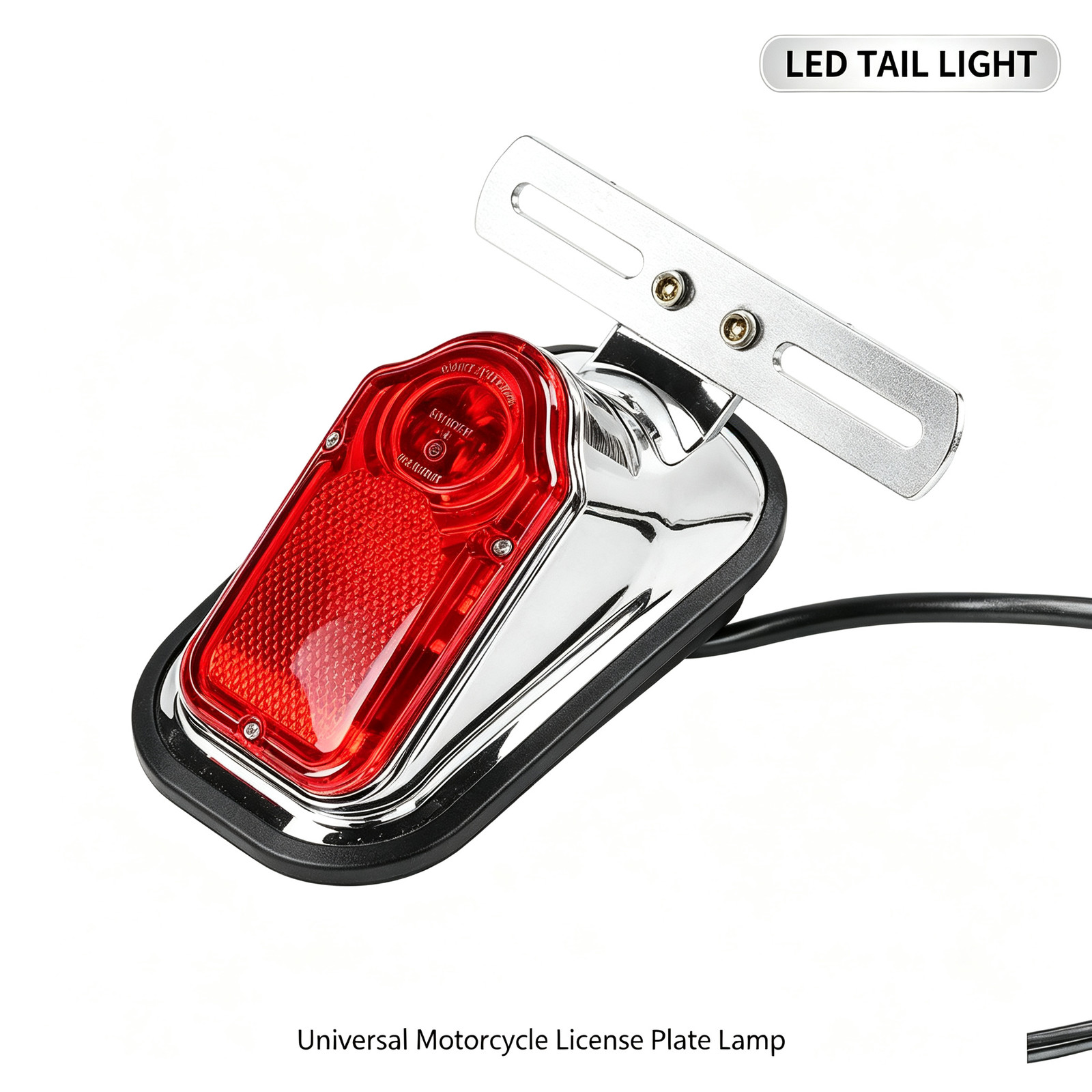 Metal Chrome Red Tombstone Brake Tail Light Signal For Harley Davidson Bike