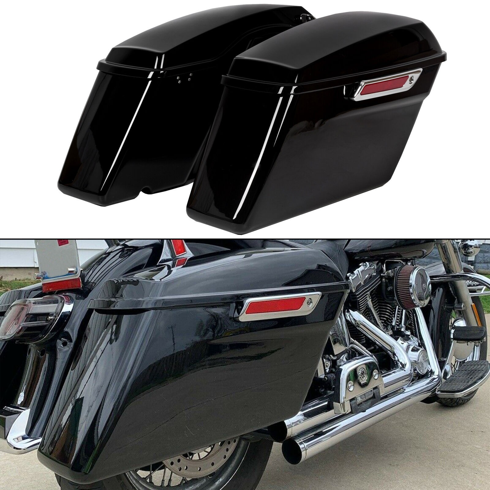 Vivid Black Hard Saddle bags & Latch Fit For Harley Davidson Touring Glide 94-13