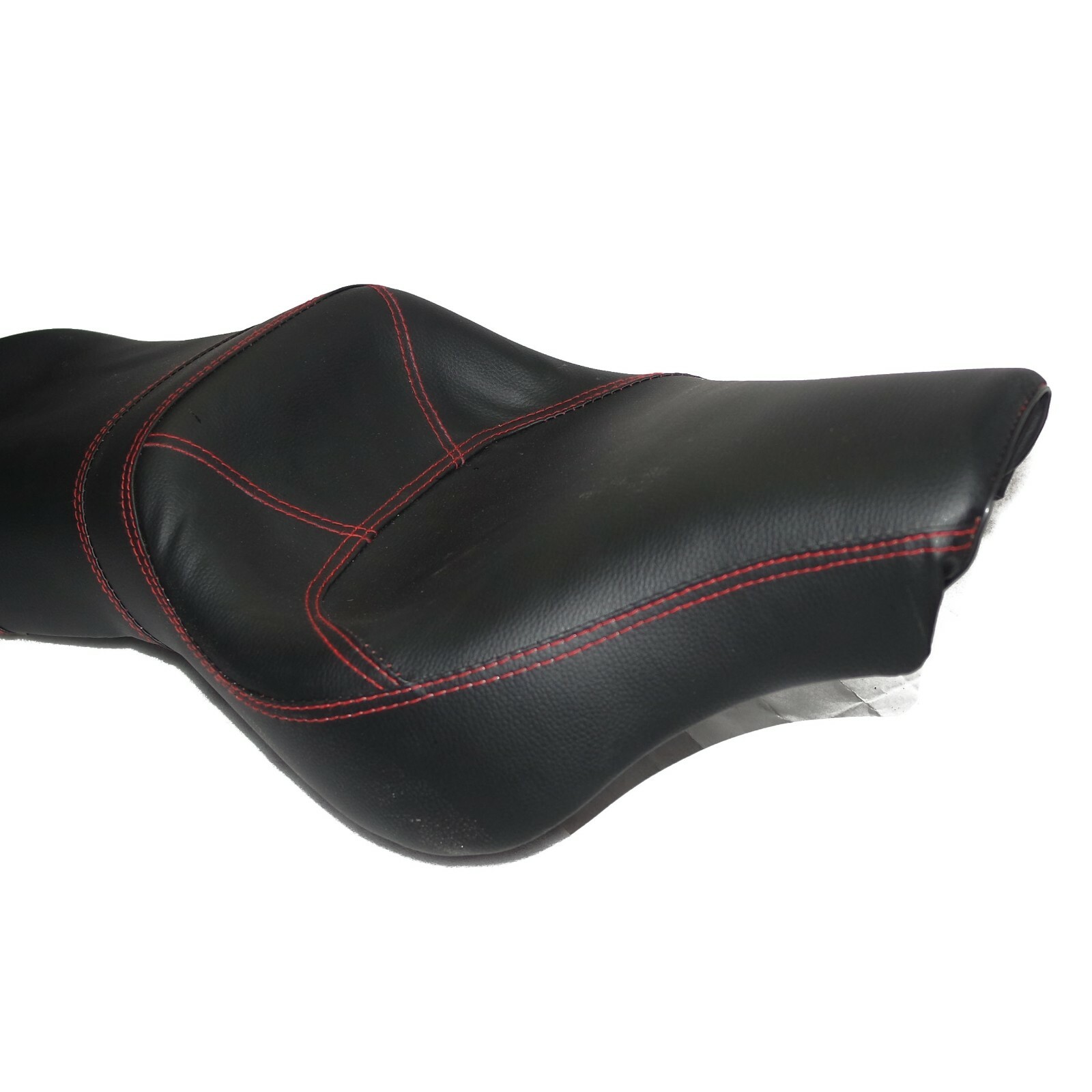 Fits Royal Enfield Classic Dual Seat Assembly Black Leatherite Red Stitching ECs