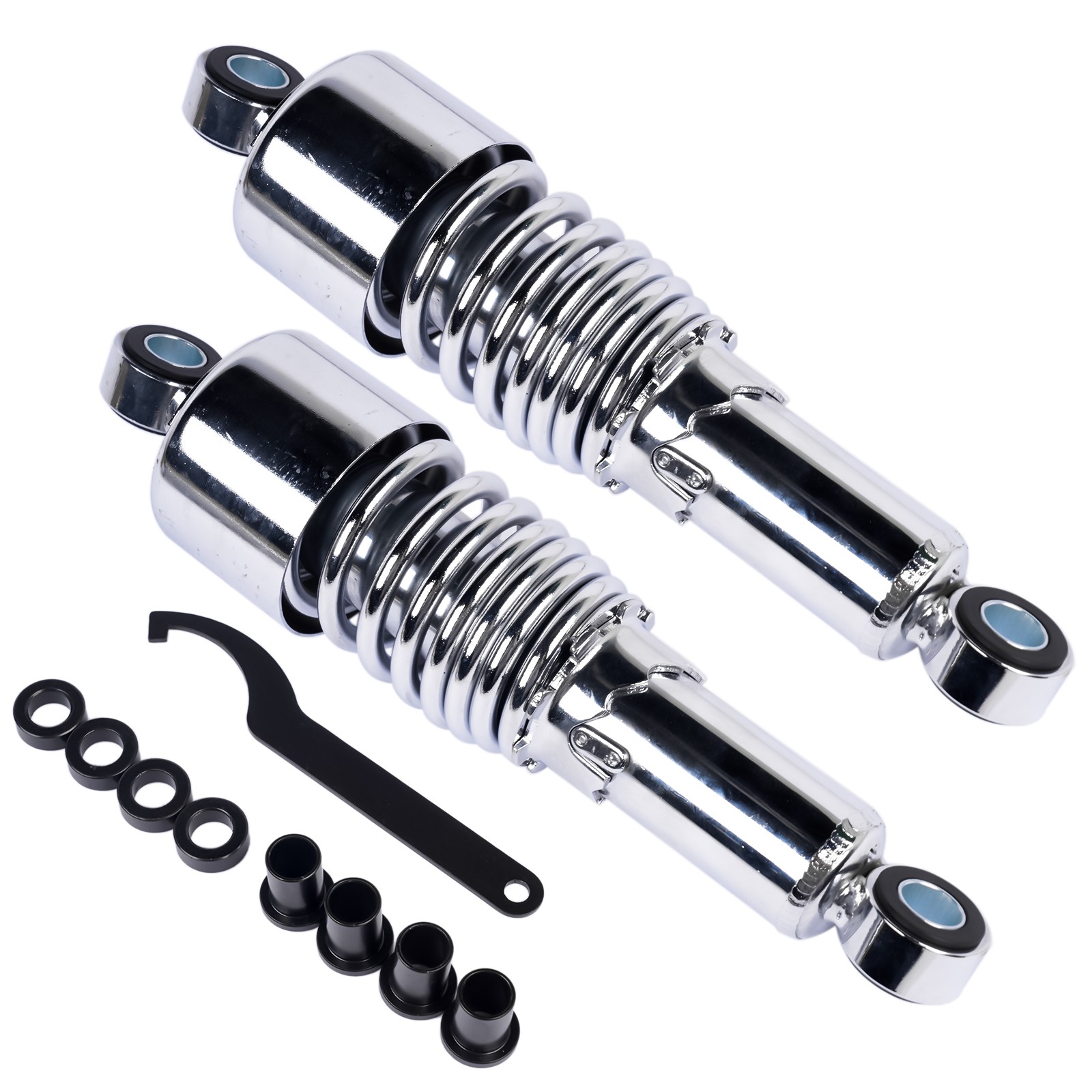 New Chrome 10.5″ Rear Shocks Absorbers Lowering For Harley Road King Tour Glide