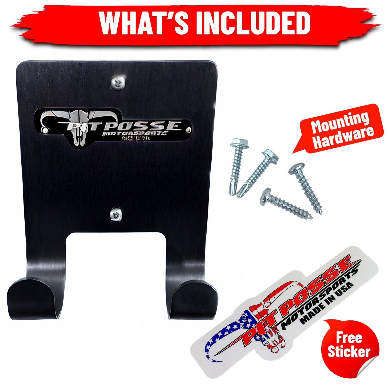 Pit Posse Aluminum Broom Wall Holder Trailer Garage Storage Organizer (Black)