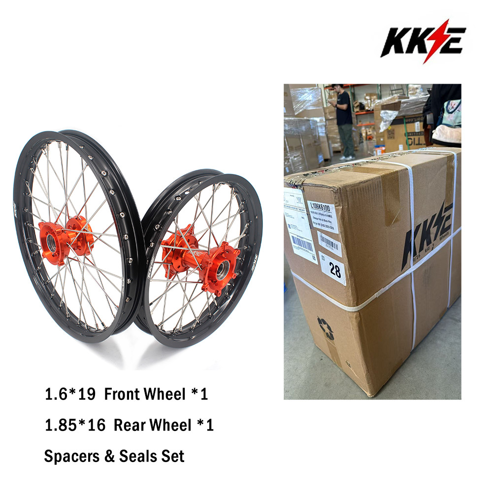 KKE 19/16″ CNC Kid’s Wheels Rims Fit KTM SX85 2025-2026 Gas Gas MC85 Orange Hubs