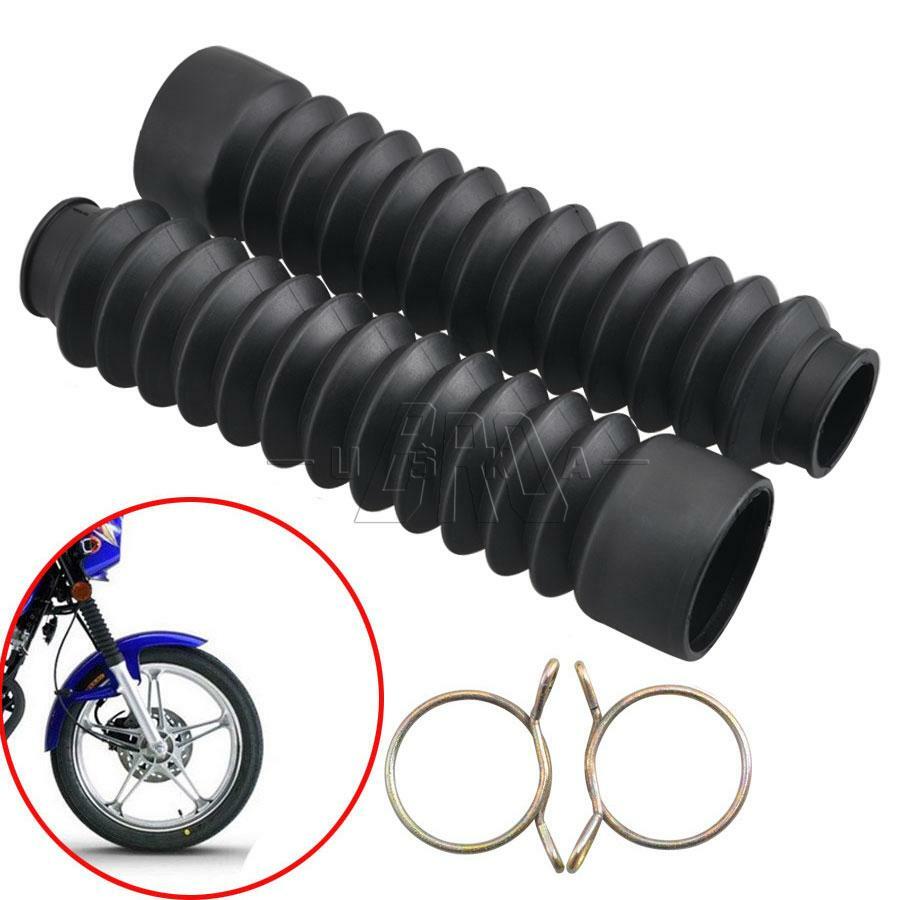 2x Universal Black Motorcycle Front Rubber Fork Boots Shock Absorber Dust Cover