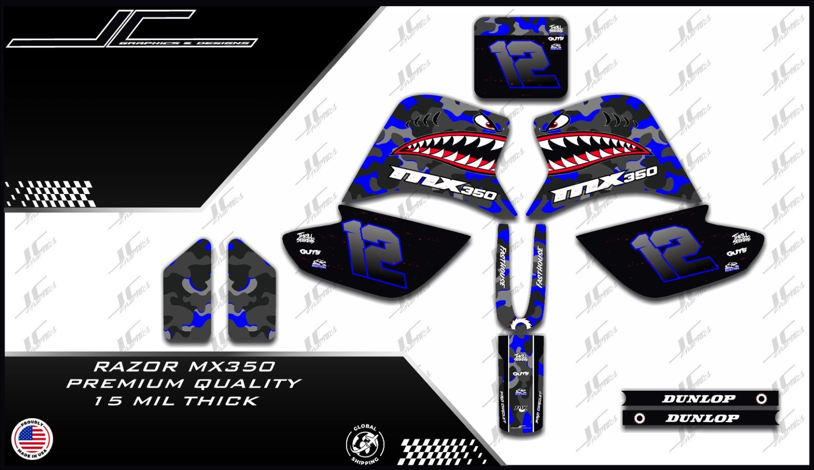 Razor MX350 graphics kit decals THICK AND HIGH GLOSS
