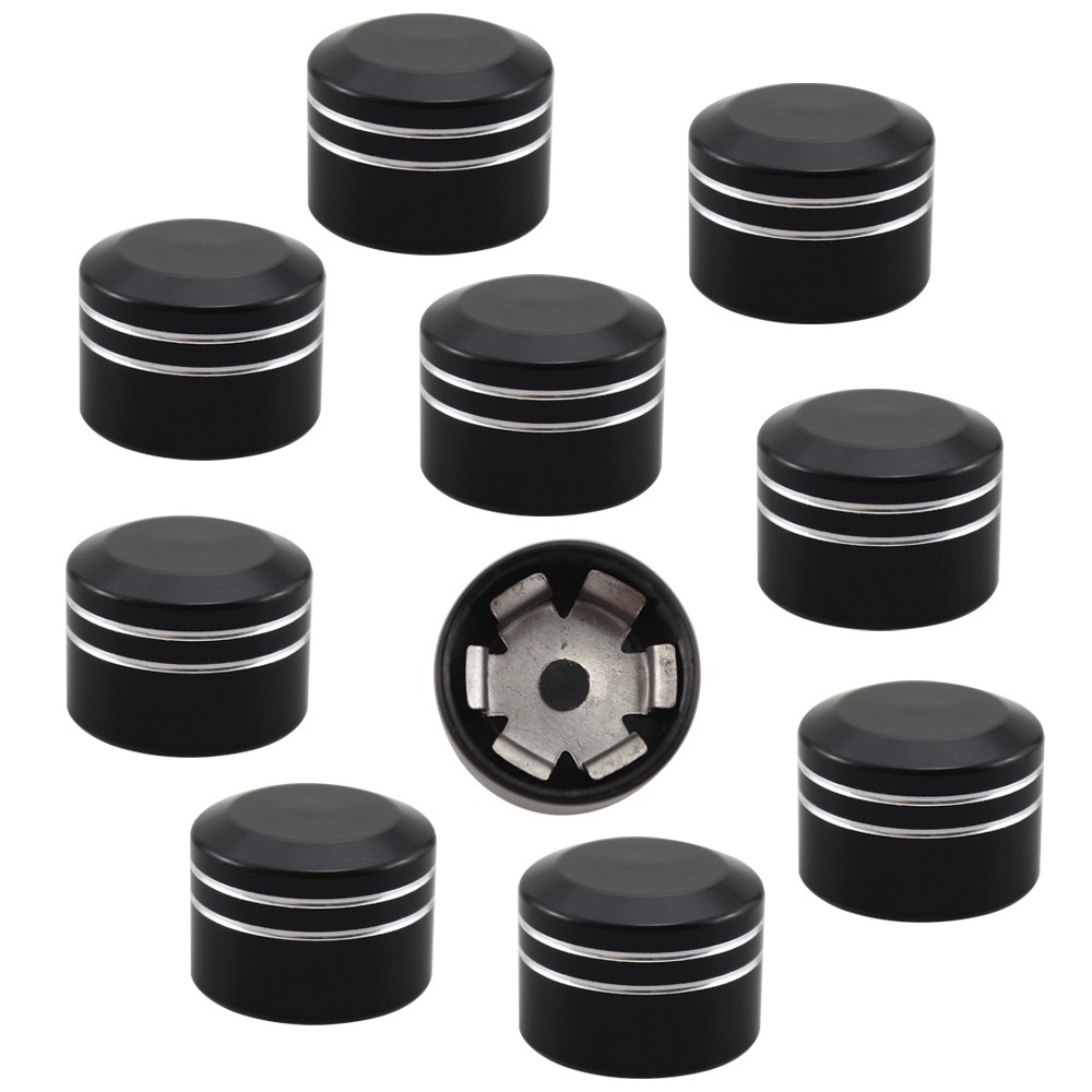 10x Black Bolt Caps Screw Topper Nut Protector Covers Hats Fit For Harley Honda