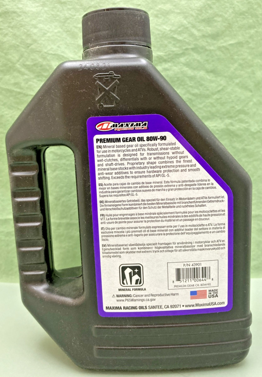 NEW MAXIMA 43901 HIGH PERFORMANCE GEAR OIL 80W-90 MINERAL FORMULA API GL-5