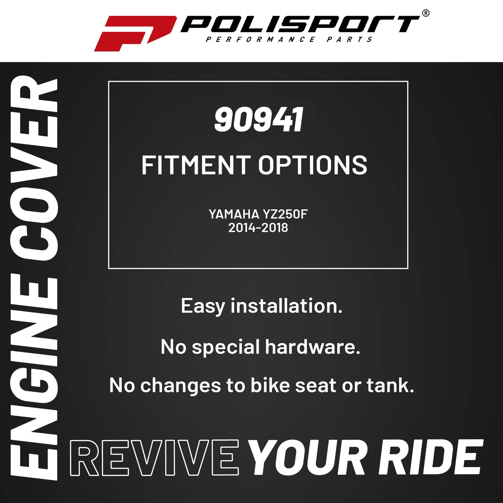 Polisport Clutch/Ignition Cover Protector Kit (Blk) – Fits Yamaha YZ250F(14-18)
