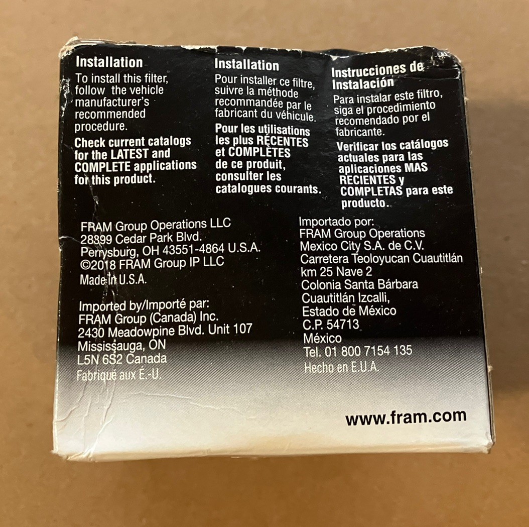 NEW – FRAM PH6017A Motorcycle Oil Filter BLACK In Factory FRAM Box