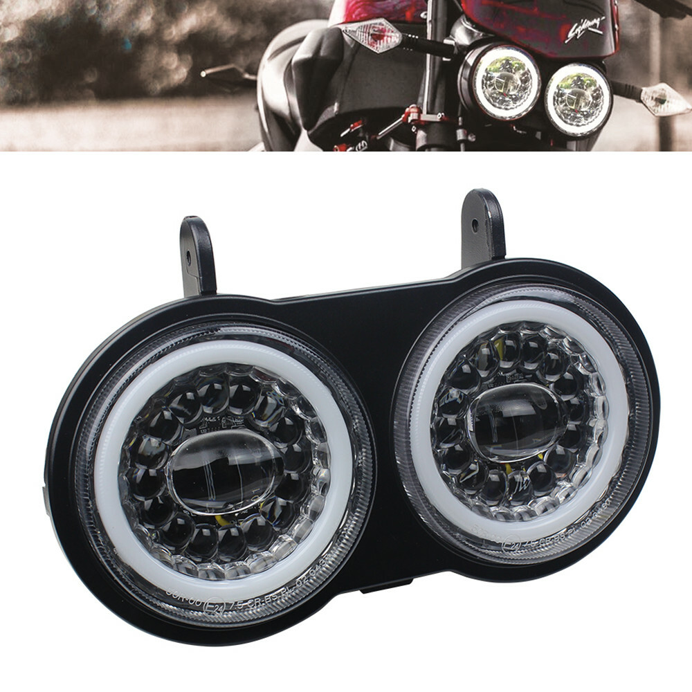 For Buell XB9S XB12S 2003 2004 2005-2010 LED Headlight Hi-Lo DRL White Halo Ring