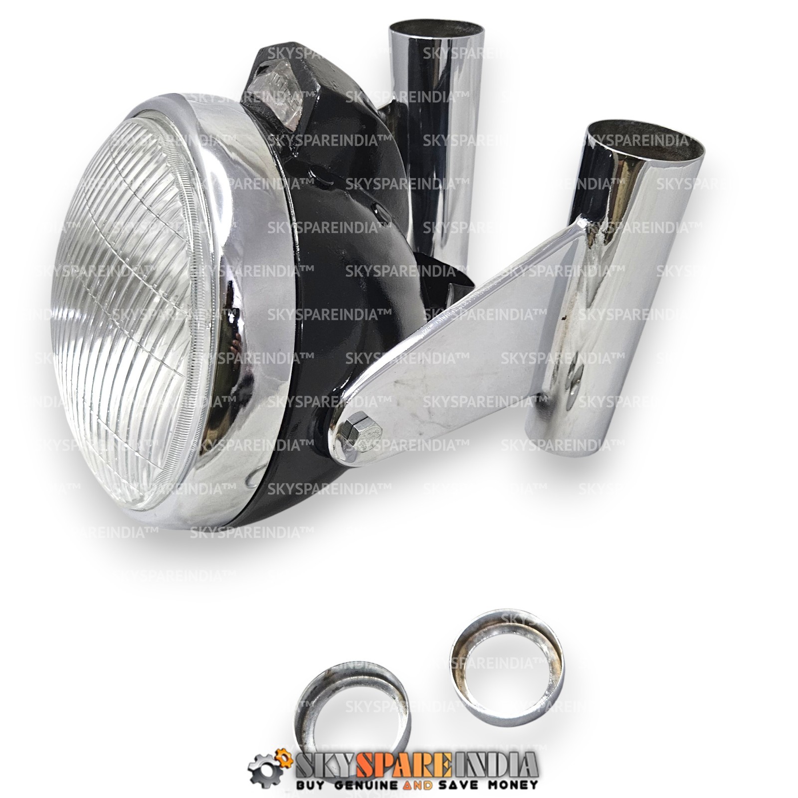 7″ Head Light With Brackets And Head Yoke Compatible With Royal Enfield