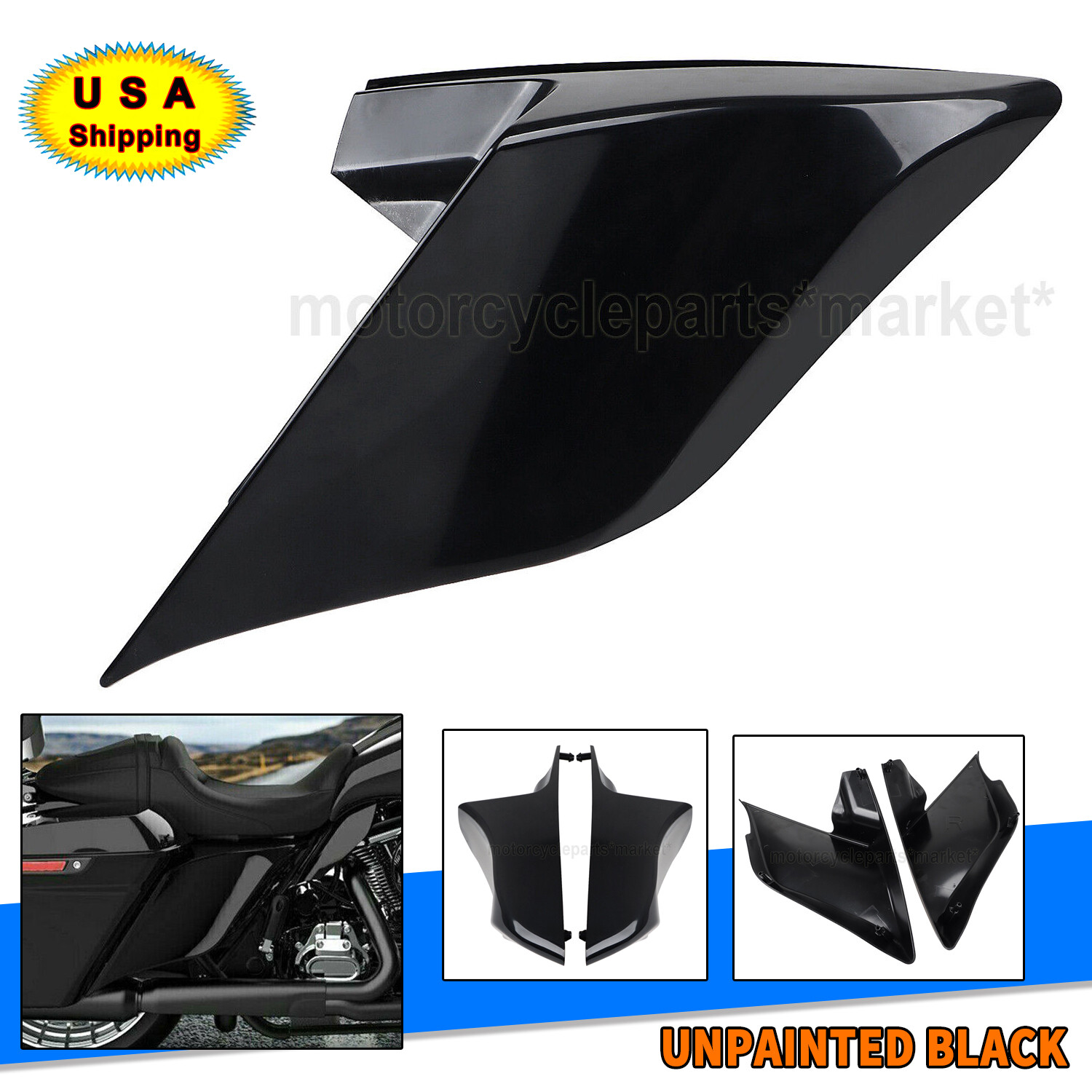 Unpainted Stretched Side Cover Panel For Harley Factory Bags Road Street Glide