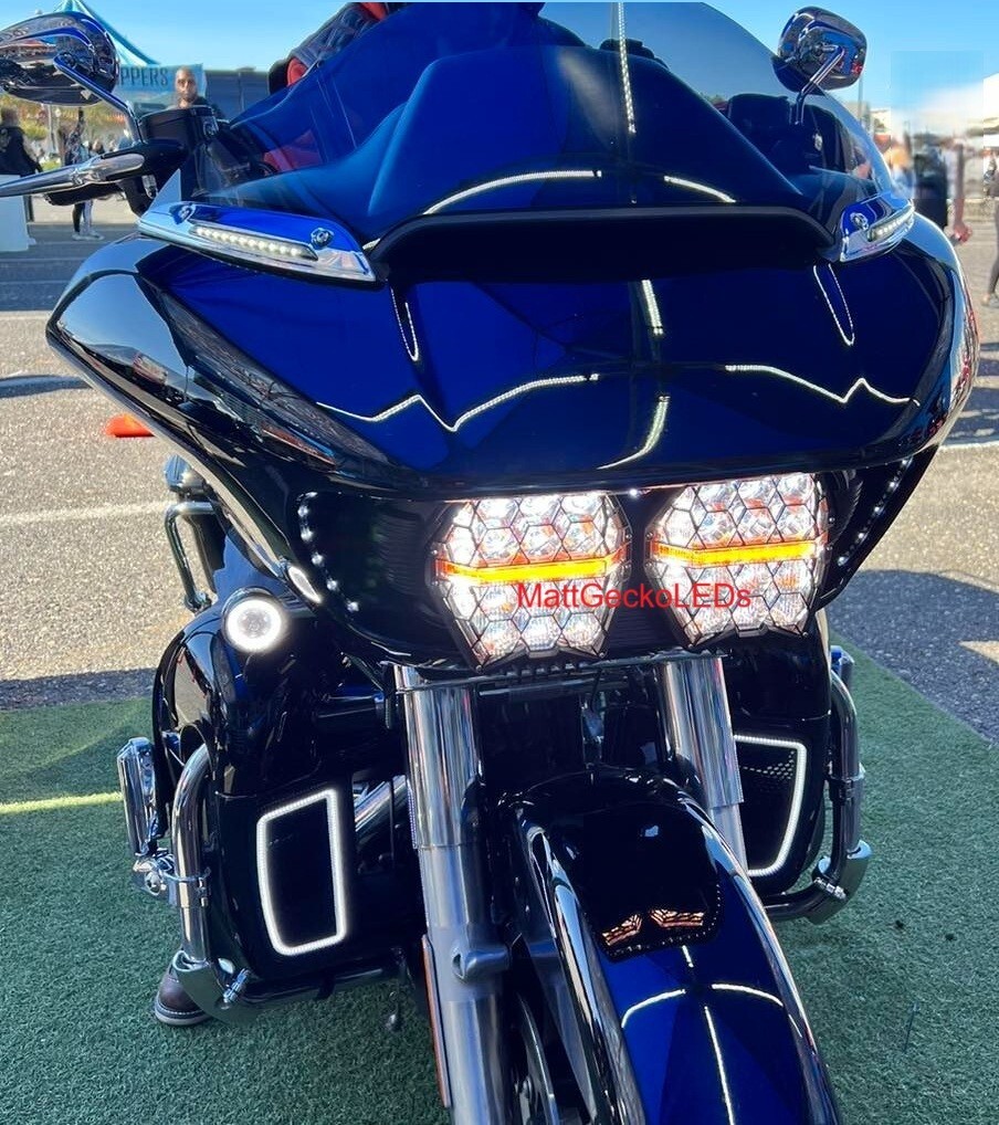2015-2023 Road Glide – Honeycomb LED headlight set .. Very BRIGHT!