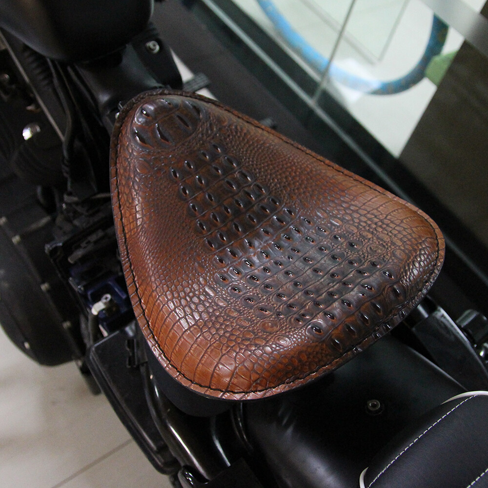Motorcycle Alligator Large Solo Seat For Harley Softail Chopper Bobber Kawasaki
