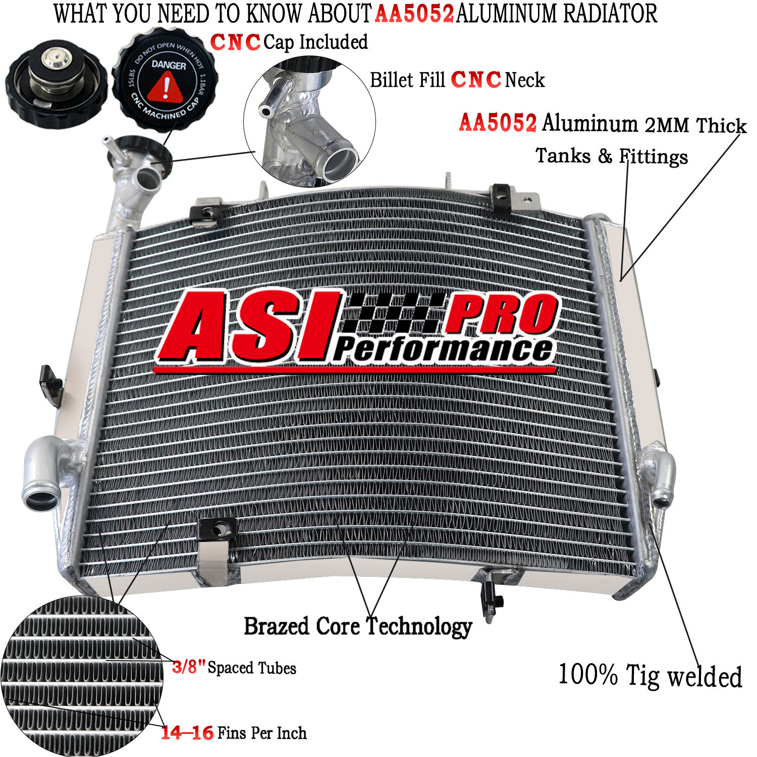 ASI Aluminum Water Radiator For 2006-2012 2011 Triumph Daytona 675 675R SE