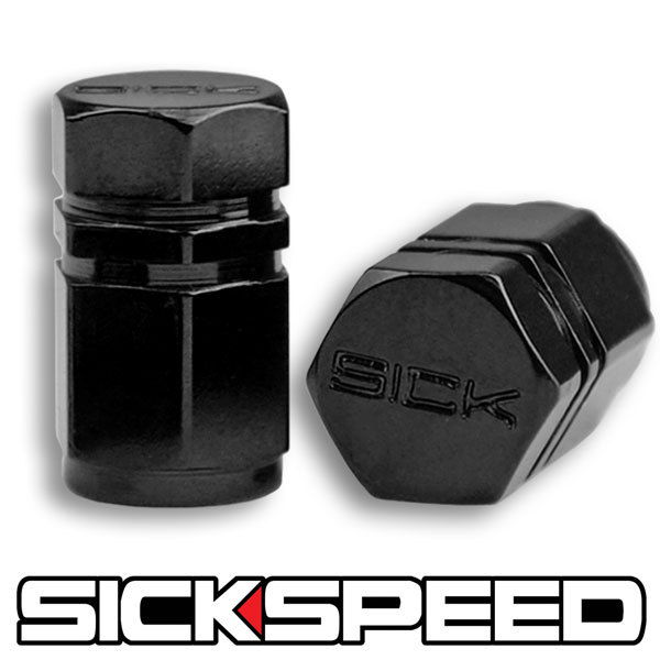 2 BLACK HEXAGONAL ANODIZED ALUMINUM VENTIL VALVE STEM CAPS FOR MOTORCYCLE M6