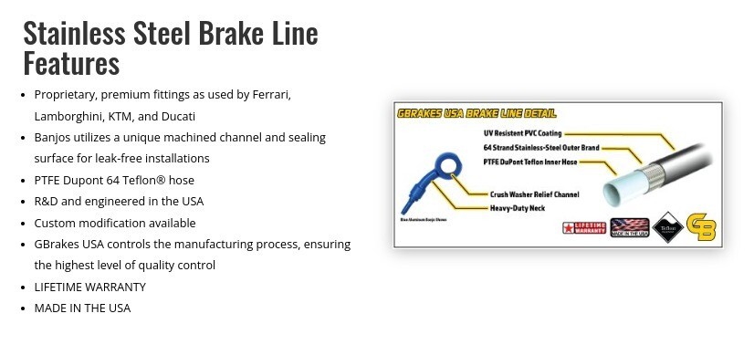 HONDA 1984-1987 GL 1200 Goldwing Aspencade GALFER BRAIDED FRONT BRAKE LINE KIT