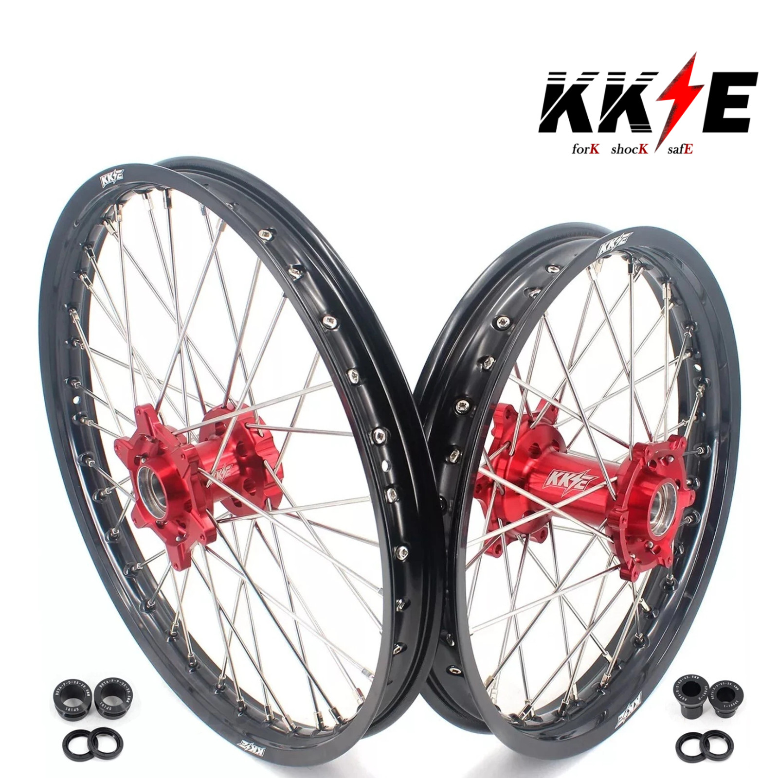 KKE 21/18 Wheels Rims Set for Beta RR2T RR4T 200 250 300 350 2013-2022 Red Hubs