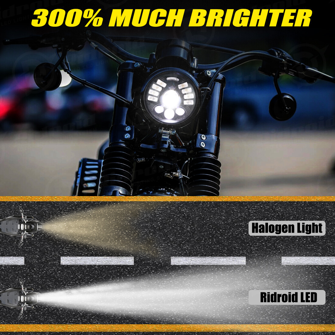 5.75″ LED Headlight w/Turn Signal Halo DRL for Harley-Davidson Night Train FXSTB
