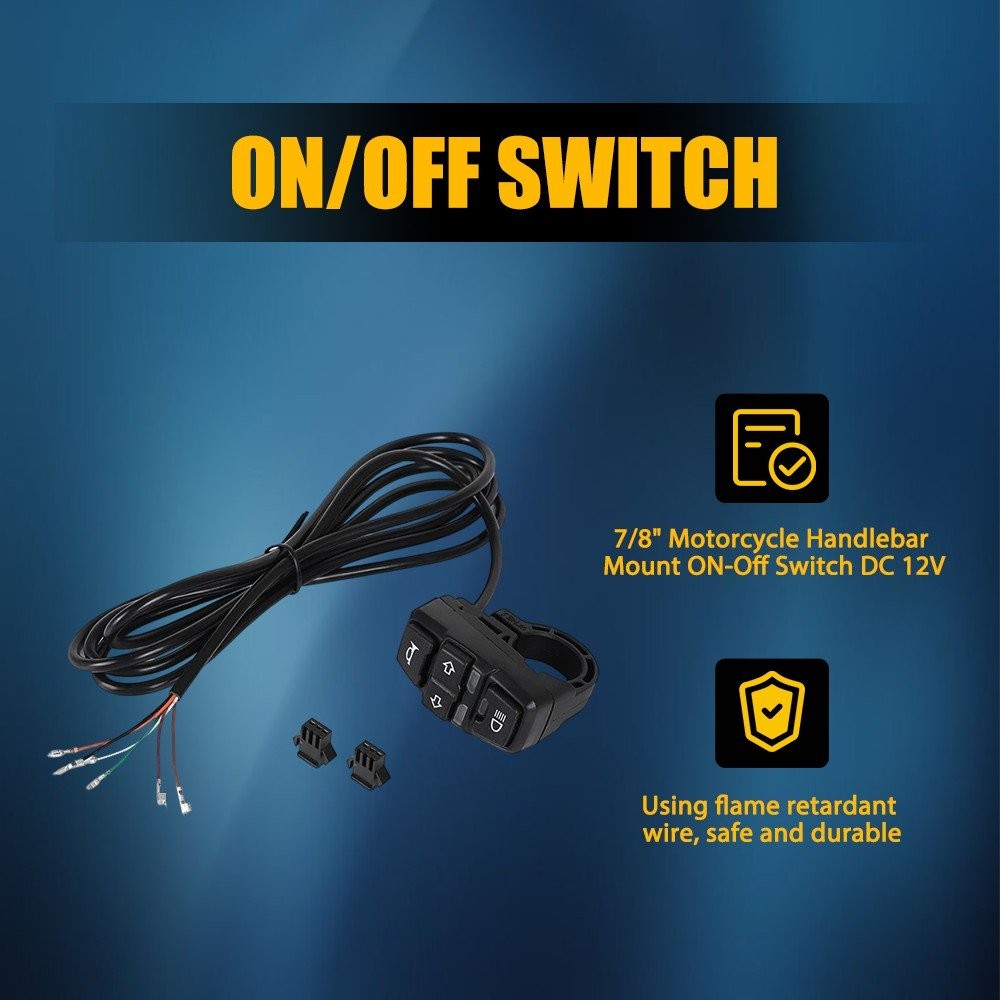 7/8in Headlight Switch Turn Signal Horn ON/OFF Button For Motorcycle Handlebar